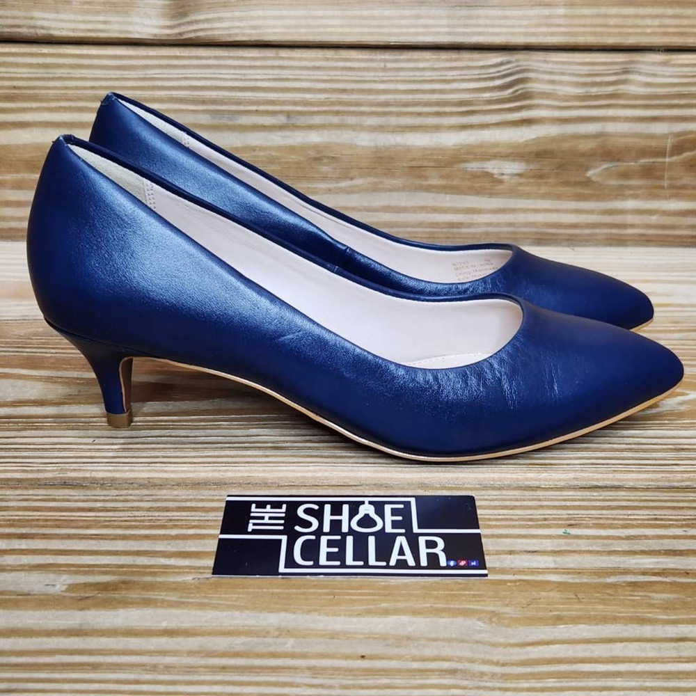 Cole Haan Womens Quincy Classic Pump Heel Blue Leather Slip On Pointed Toe 7B
